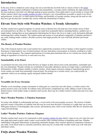Elevate Your Style with Wooden Watches: A Trendy Alternative