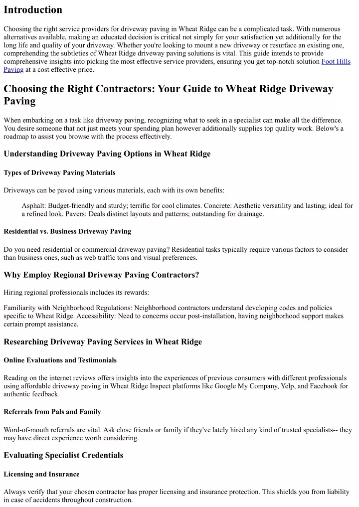 Ppt - Picking The Right Specialists: Your Guide To Wheat Ridge Driveway 