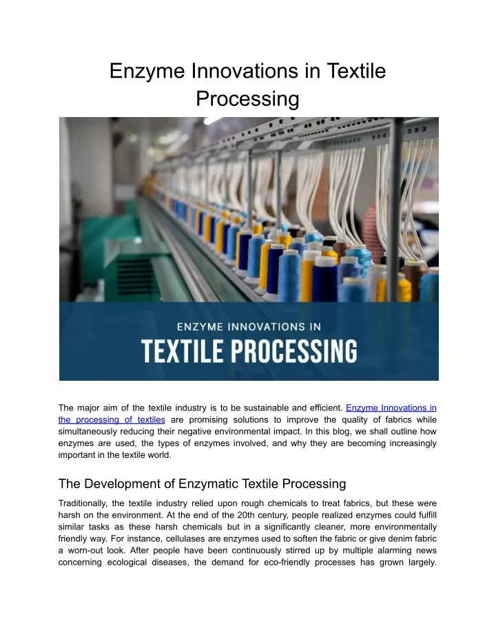 enzyme innovations in textile processing