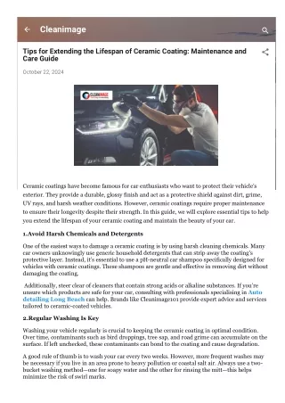 Tips for Extending the Lifespan of Ceramic Coating: Maintenance and Care Guide