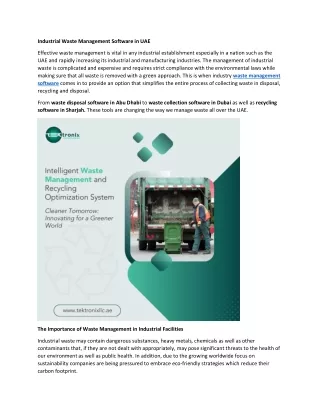 Industrial Waste Management Software in UAE
