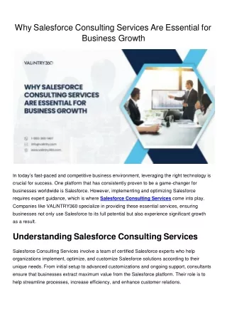 Why Salesforce Consulting Services Are Essential for Business Growth