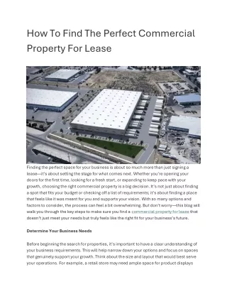 how to find the perfect commercial property