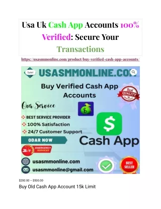 Usa Uk Cash App Accounts 100% Verified_ Secure Your Transactions