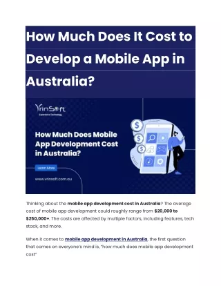 How Much Does It Cost to Develop a Mobile App in Australia?