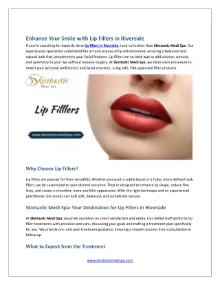 Enhance Your Smile with Lip Fillers in Riverside