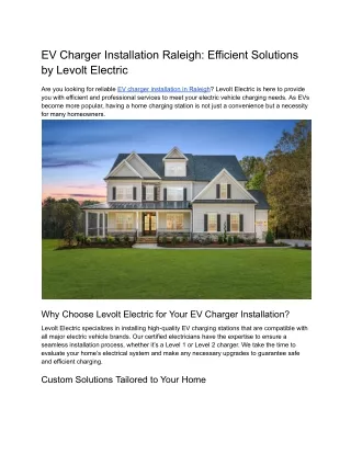 EV Charger Installation Raleigh_ Efficient Solutions by Levolt Electric