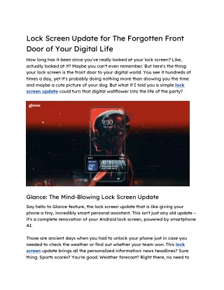 Lock Screen Update for The Forgotten Front Door of Your Digital Life