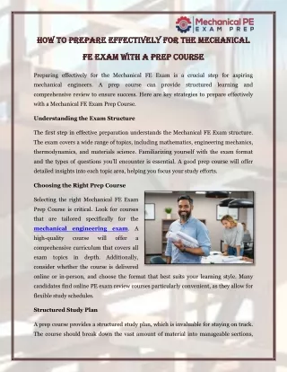 How to Prepare Effectively for the Mechanical FE Exam with a Prep Course