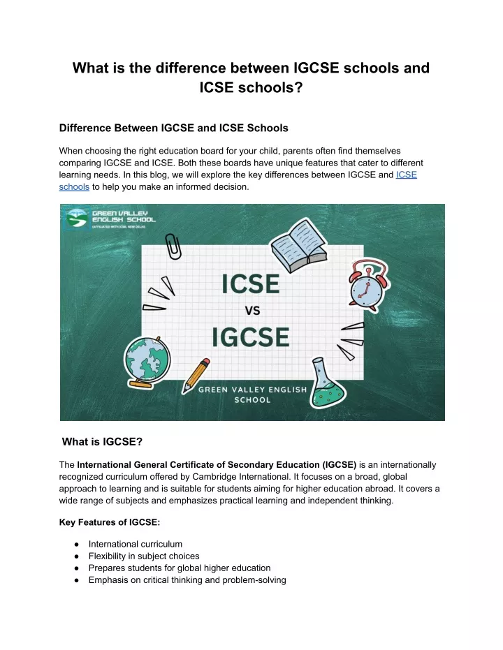 what is the difference between igcse schools