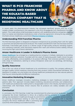 What is PCD Franchise Pharma and Know about the Kolkata-based Pharma Company