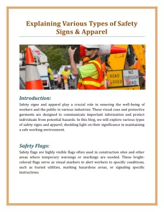 explaining various types of safety signs apparel