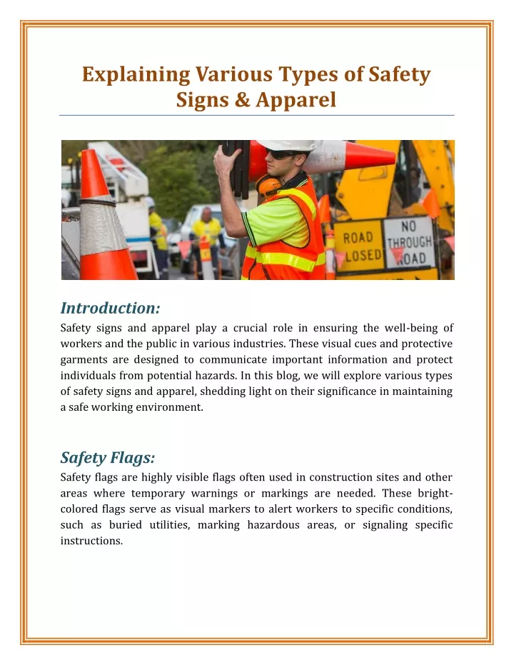 explaining various types of safety signs apparel