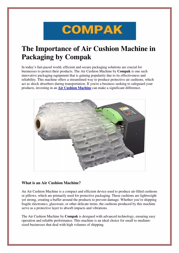 the importance of air cushion machine