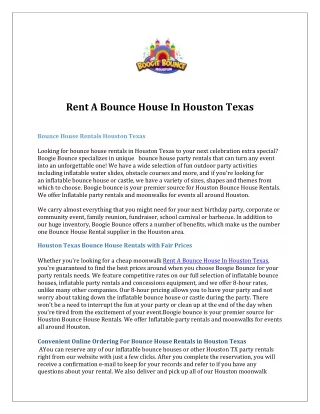 Rent A Bounce House In Houston Texas