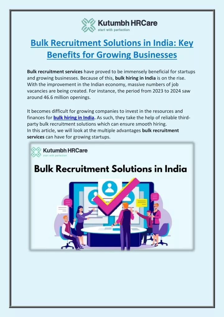 bulk recruitment solutions in india key benefits