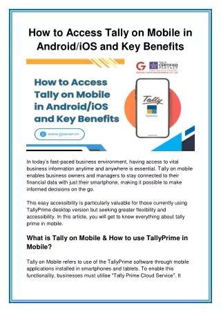 How to Access Tally on Mobile in AndroidiOS and Key Benefits - Gseven