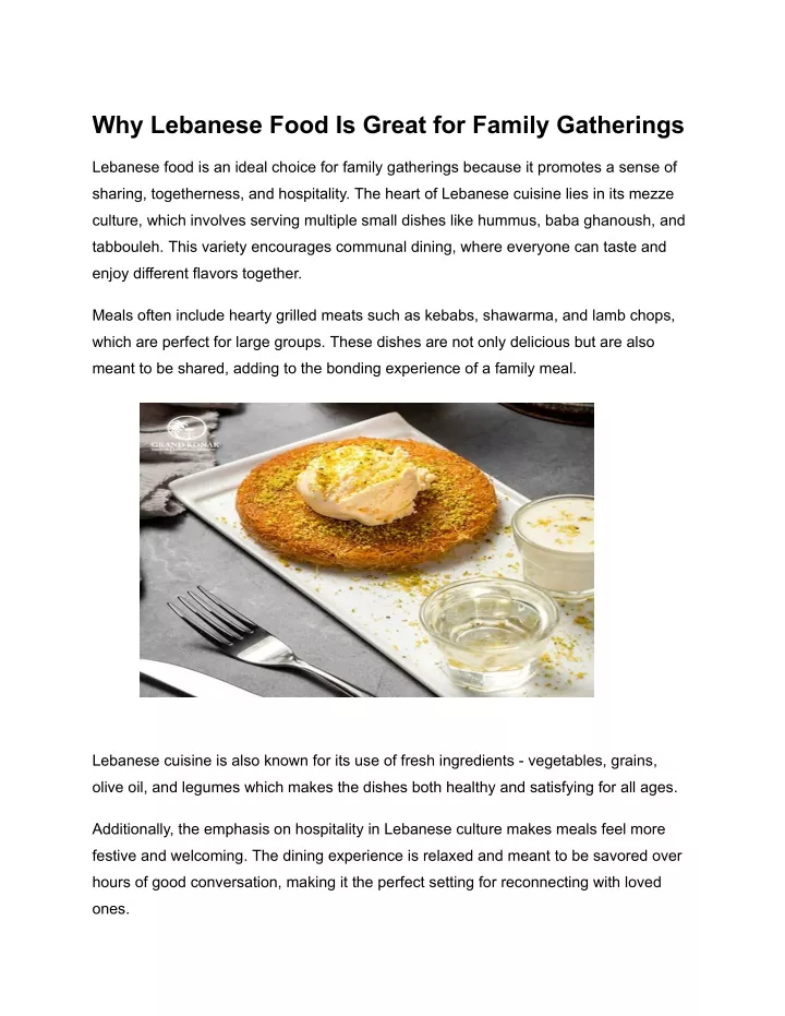 why lebanese food is great for family gatherings