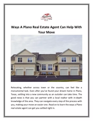 Ways A Plano Real Estate Agent Can Help With Your Move