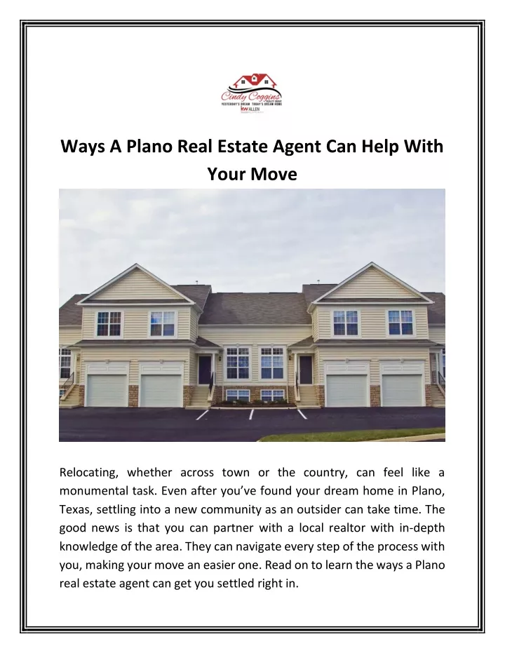 ways a plano real estate agent can help with your