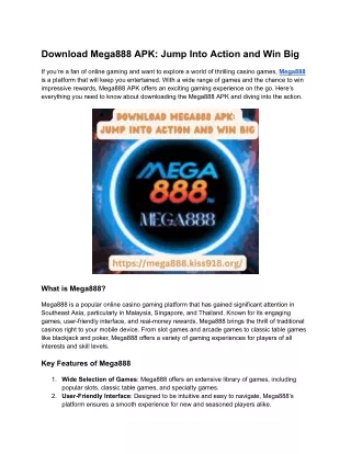 Download Mega888 APK_ Jump Into Action and Win Big