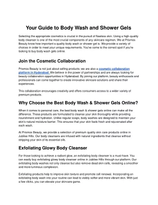Your Guide to Body Wash and Shower Gels - Google Docs
