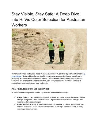 Stay Visible, Stay Safe_ A Deep Dive into Hi Vis Color Selection for Australian Workers