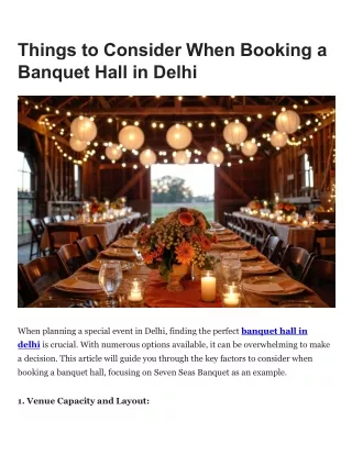 things to consider when booking a banquet hall