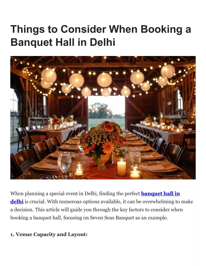 things to consider when booking a banquet hall