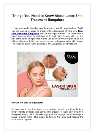 Things You Need to Know About Laser Skin Treatment Bangalore