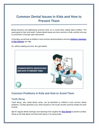 Common Dental Issues in Kids and How to Prevent Them