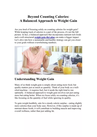 Beyond Counting Calories A Balanced Approach to Weight Gain