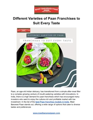 Different Varieties of Paan Franchises to Suit Every Taste