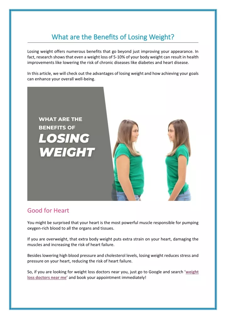 what are the benefits of losing weight what