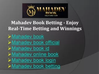 Mahadev Book Betting - Enjoy Real-Time Betting and Winnings