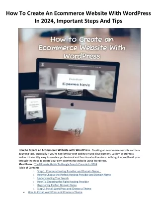 How To Create An Ecommerce Website With WordPress In 2024