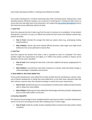 lean product development metrics tracking success
