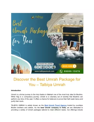 Discover the Best Umrah Package for You - Talbiya Umrah