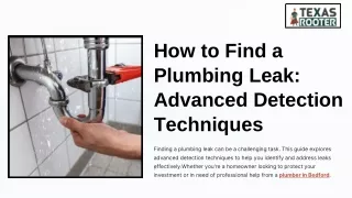 How to Find a Plumbing Leak Advanced Detection Techniques