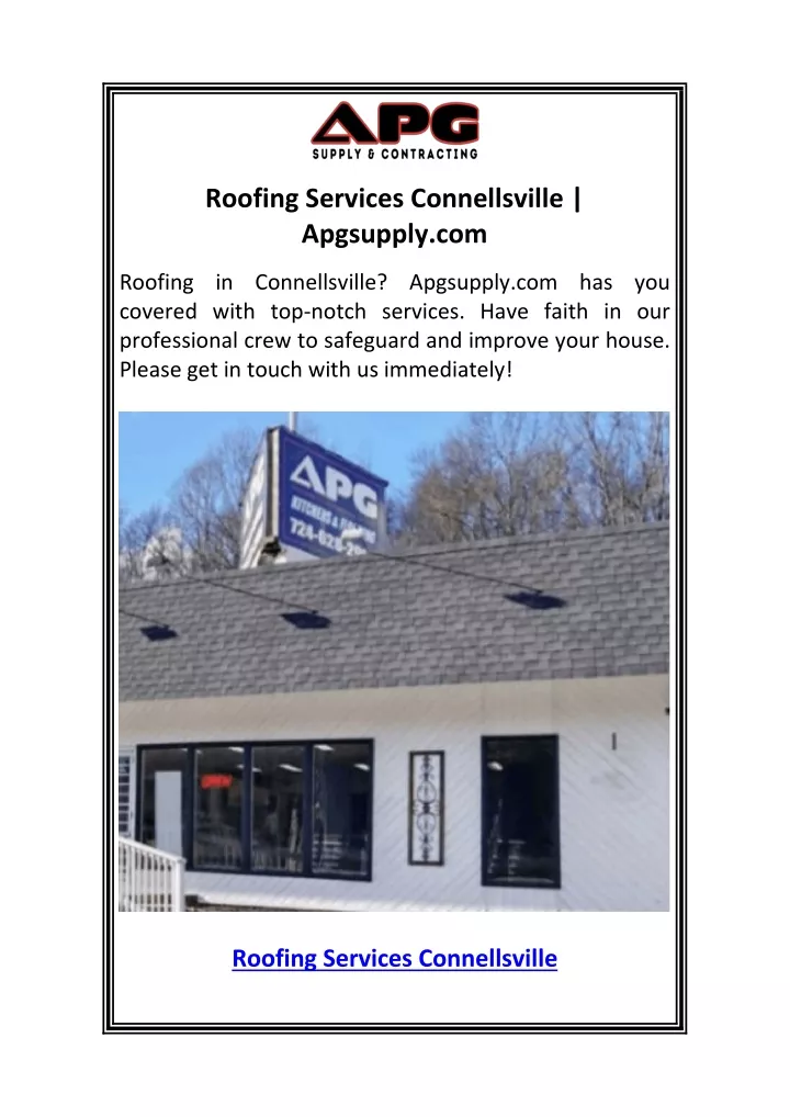 roofing services connellsville apgsupply com