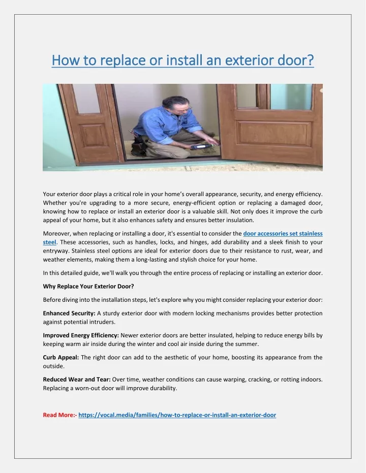 how to replace or install an exterior door