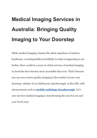 Medical Imaging Services in Australia_ Bringing Quality Imaging to Your Doorstep