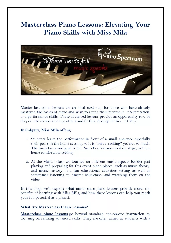 masterclass piano lessons elevating your piano