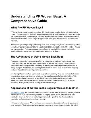 understanding pp woven bags a comprehensive guide