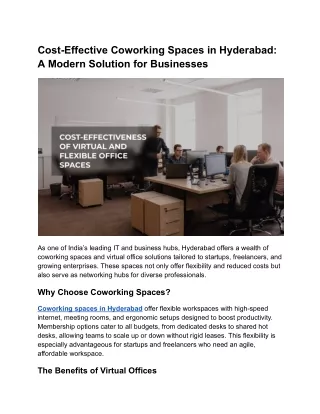 Cost-Effective Coworking Spaces in Hyderabad_ A Modern Solution for Businesses