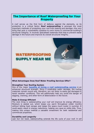 The Importance of Roof Waterproofing for Your Property