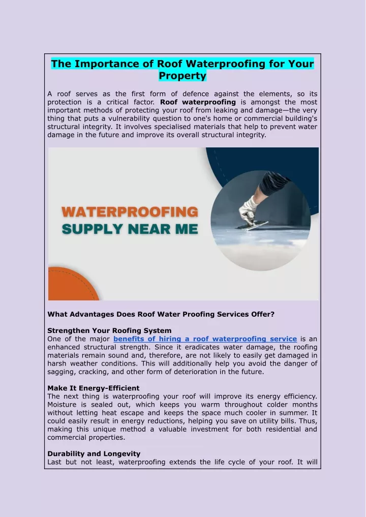 the importance of roof waterproofing for your