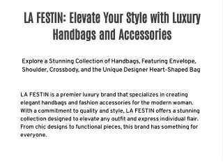 LA FESTIN: Elevate Your Style with Luxury Handbags and Accessories