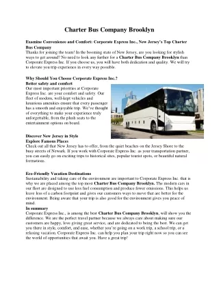 Charter Bus Company Brooklyn