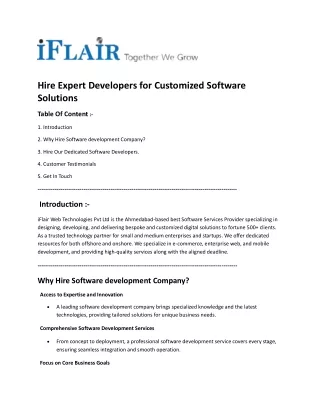 hire expert developers for customized software